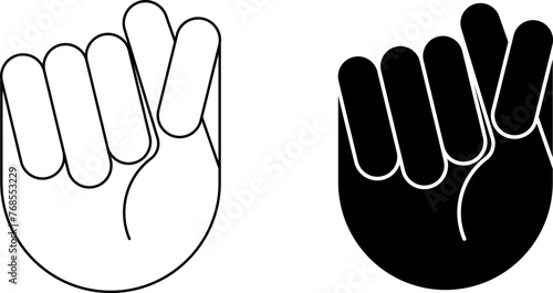 outline silhouette hand fig sign set
