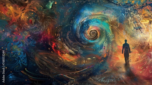 Abstract Human Mind Journey Through Time Spiral