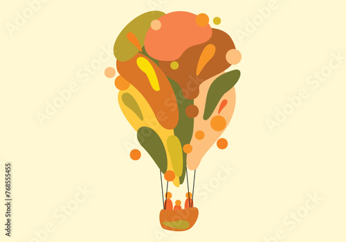 Balloon air in colorful drawing illustration. vector background. Copy space.
