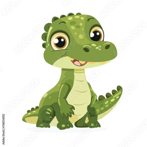 Vector baby crocodile cartoon flat style clipart