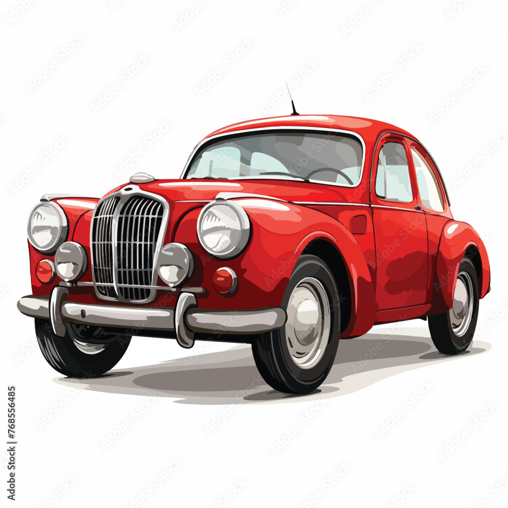 Vintage red car on white background clipart clipart isolated