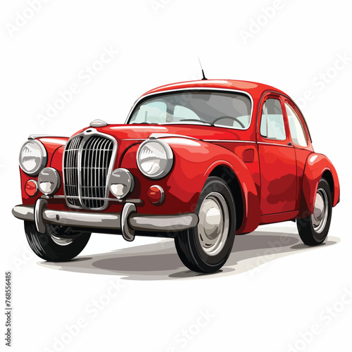 Vintage red car on white background clipart clipart isolated