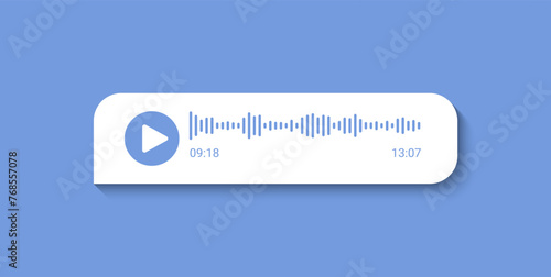 Audio speech soundbar in messenger app. Mobile chat soundwave line. Sound wave of voice. Record music player interface. Equalizer icon with spectrum noise. Vector illustration.