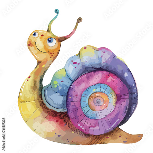 Watercolor Baby Snail Clip Art clipart isolated on white