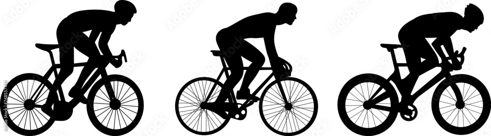 man riding a bicycle silhouette, on a white background vector man riding a bicycle silhouette, on a white background vector