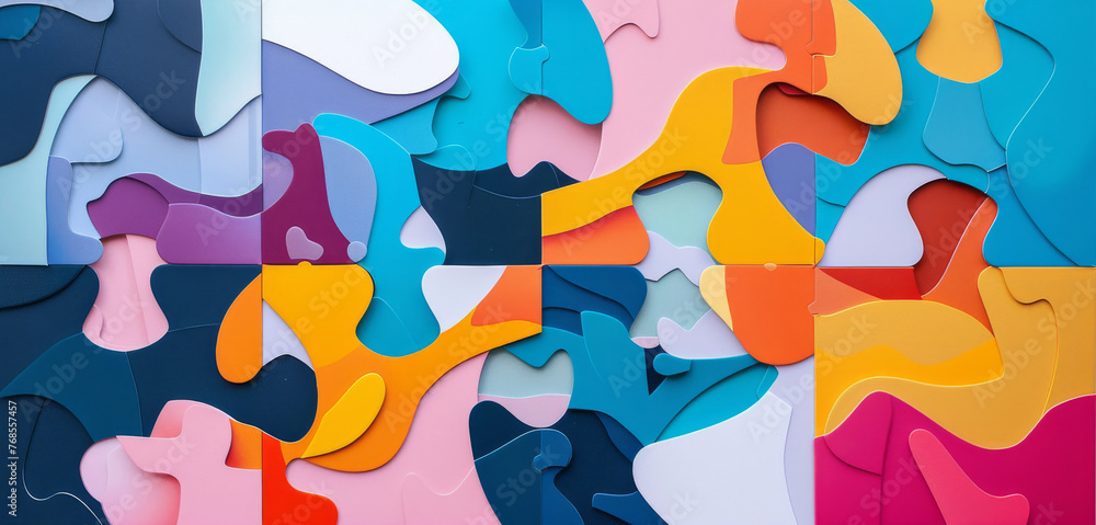 Fototapeta premium Abstract, paper and creative design in the style of curves for backdrop, wallpaper or graphic poster advertising with copyspace. Rainbow, layers and craft template for background, banner or mockup