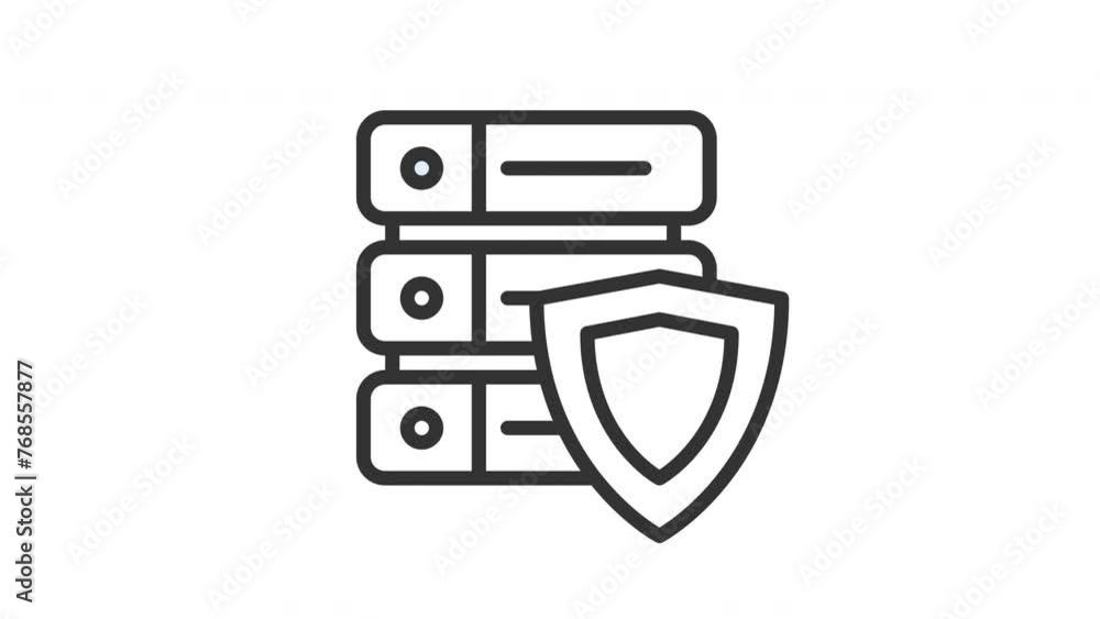 Animated server protected with stack of servers topped and shield. Ideal for cybersecurity, network protection, data storage, internet security concepts in presentations or designs Animated server protected with stack of servers topped and shield. Ideal for cybersecurity, network protection, data storage, internet security concepts in presentations or designs