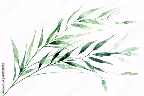 painting of a cluster of green leaves on a white background