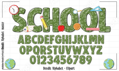 School Doodle alphabet Set,Back to school Doodle alphabet ,Teacher Doodle alphabet,School Sublimation Design,School letter,Teacher Letters,graduate Doodle font,T shirt Design,School SVG