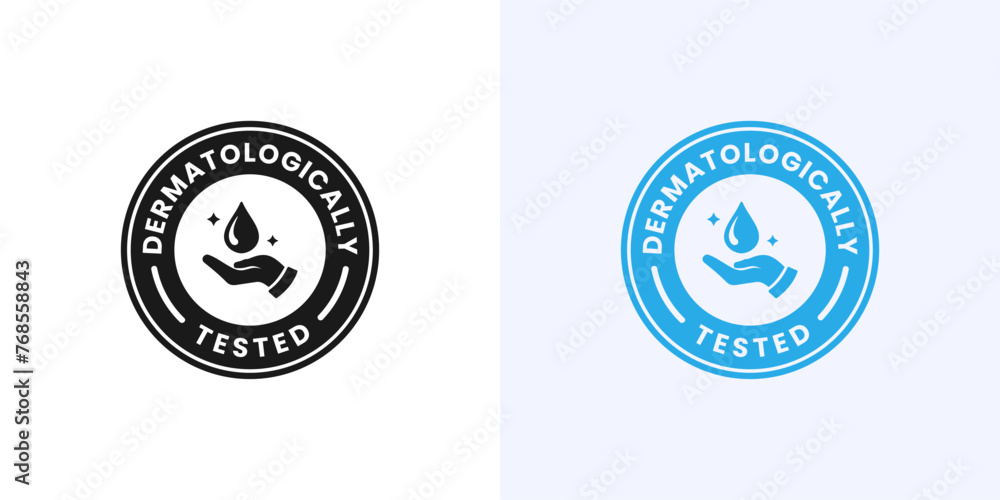 Fototapeta premium Dermatologically tested label or Dermatologically tested stamp vector isolated. Best Dermatologically tested label for product packaging design element. Dermatologically tested stamp for packaging.