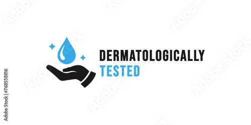 Dermatologically tested logo or Dermatologically tested label vector isolated. Best Dermatologically tested logo for product packaging design element. Dermatologically tested label for packaging.