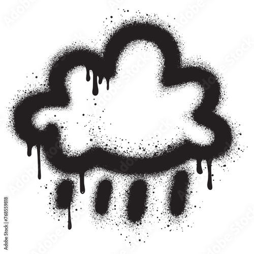 Spray Painted Graffiti cloud icon Sprayed. graffiti cloud icon with over spray in black over white. Vector illustration.