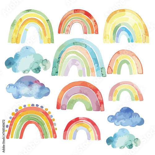 Watercolor Rainbows Clipart 