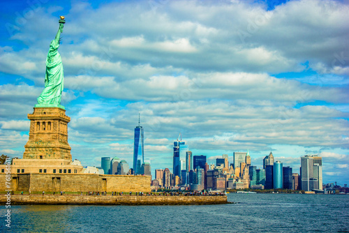 Statue of Liberty and Manhattan, New York City, USA photo