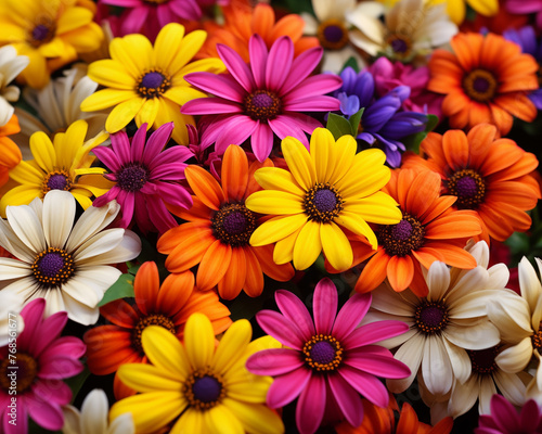 Close-up of a vivid medley of African daisies in a myriad of colors