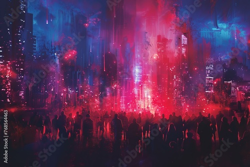A digital art piece inspired by the pulsating energy of a laser-lit concert crowd