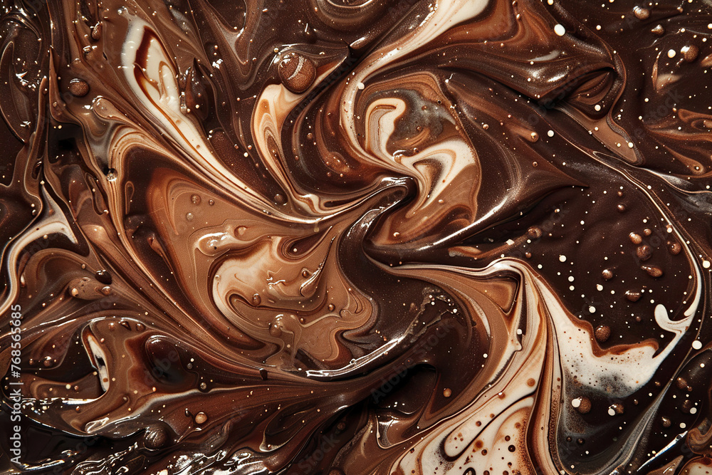 Generative ai on the theme of beautiful tasty liquid chocolate on wave abstract dark background Generative ai on the theme of beautiful tasty liquid chocolate on wave abstract dark background