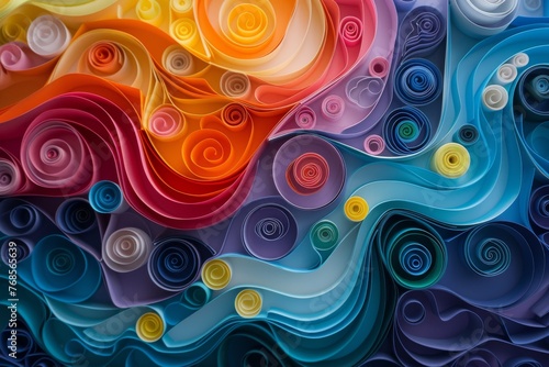 Colorful paper quilling designs geometric pattern