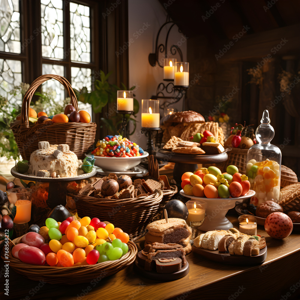 Heartwarming Easter Celebration: A Family's Traditions and Delicious Spread Captured in an Image