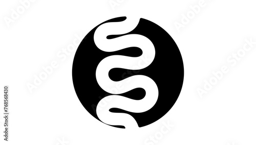 Human intestines emblem, black  isolated silhouette
