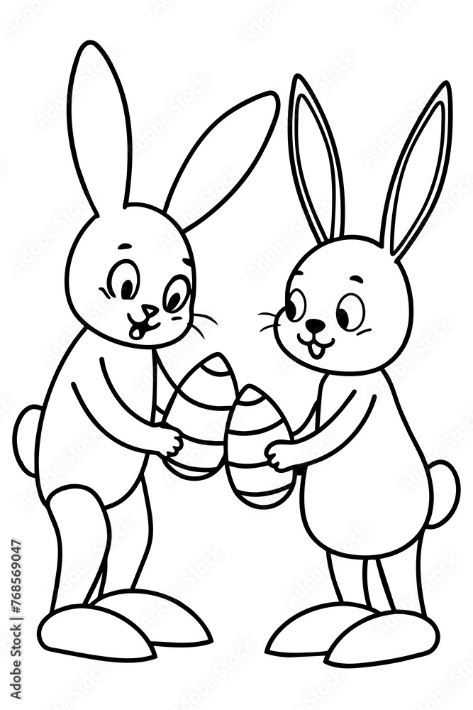 Bunnies engaged in Easter activities like painting eggs or hiding them for an egg hunt. Bunnies engaged in Easter activities like painting eggs or hiding them for an egg hunt.
