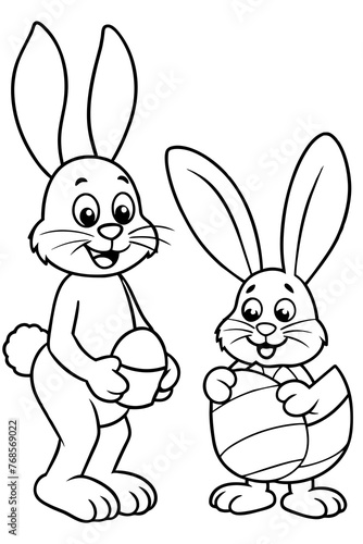 Bunnies engaged in Easter activities like painting eggs or hiding them for an egg hunt.