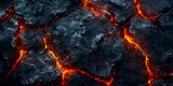 Abstract rock background with fire gaps between stones cut rock surface. Lava and rock backdrop. generative ai 