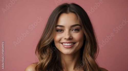 Studio shot of an Attractive Beautiful smiling woman looking at the camera