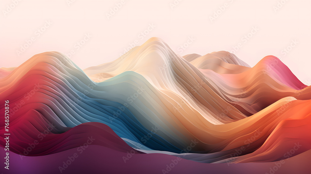 Fototapeta premium Digital rainbow wavy mountains abstract graphic poster web page PPT background