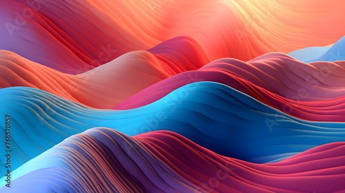 Digital rainbow wavy mountains abstract graphic poster web page PPT background