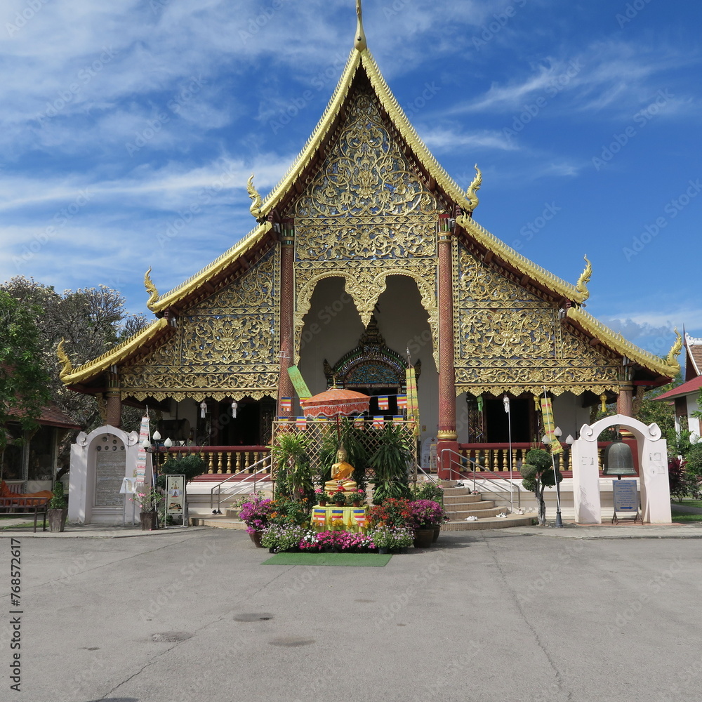 Wat Chiang Man, Chiang Mai province,31.1.2024,Beautiful little temple complex with a large garden and many plants