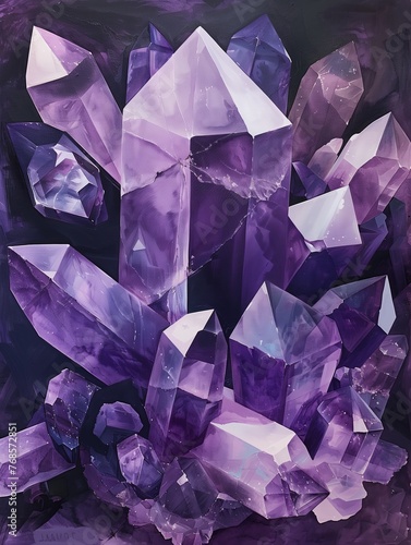 Purple blue amethyst crystals gem background