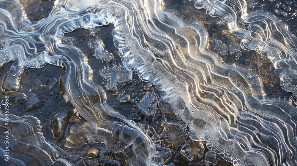 Fototapeta premium Close Up View of Ice on the Ground