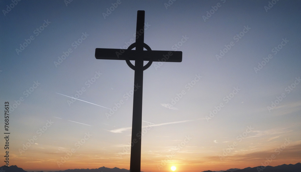 The Cross at Sunrise colorful background