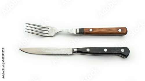 White background with knives and forks