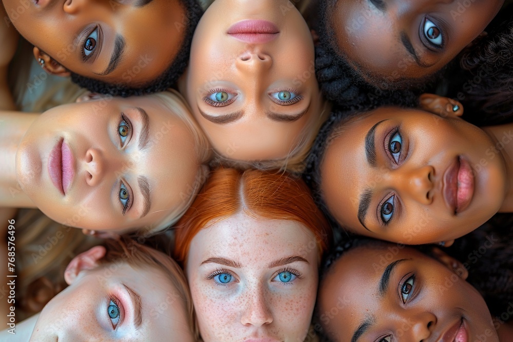 Macro of diverse group smiling radiating joy and unity Macro of diverse group smiling radiating joy and unity