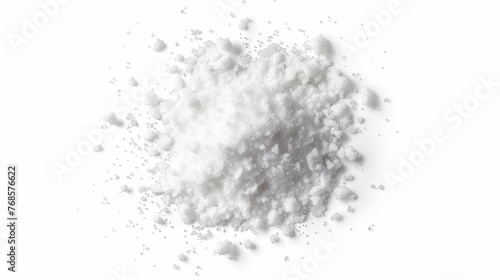 Powdered sugar, icing and caster sugar pile isolated on white