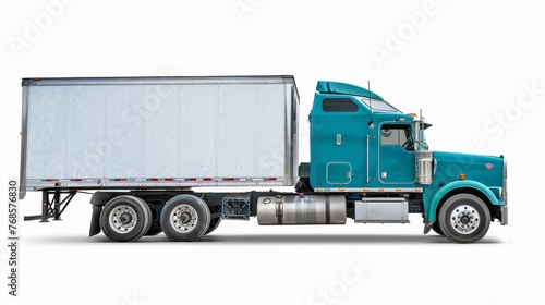 Isolated American cargo truck on white background