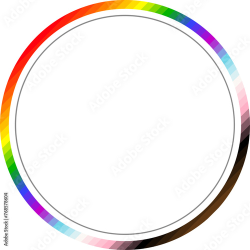 Circle Photo Frame with LGBT Pride Rainbow Gradient Colors. Frame Your Memories with Love, Diversity, and Inclusion in Vibrant Colors