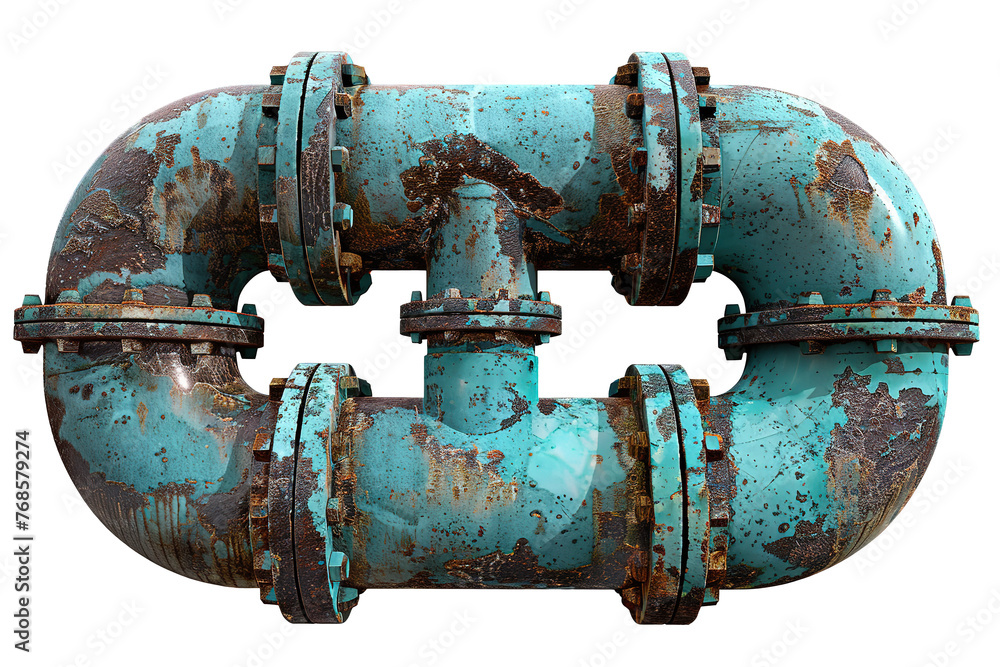 Old Rusty Industrial Pipes on Transparent Background