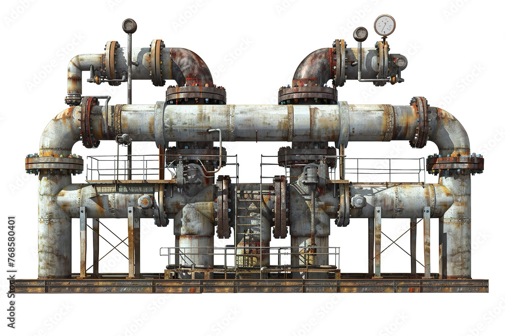 Old Rusty Industrial Pipes on Transparent Background Old Rusty Industrial Pipes on Transparent Background