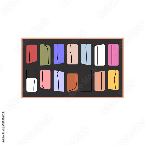 Kit of colorful plasticine. Kids' clay dough for modeling, sculpting. Childish material for craft, handcraft. Putty for shaping, creating simple sculptures. Flat isolated vector illustration on white.