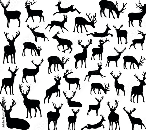 Wild deer silhouette illustration collection