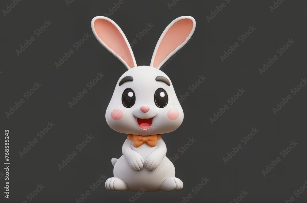 Isolated 3d cartoon rabbit over black background Isolated 3d cartoon rabbit over black background