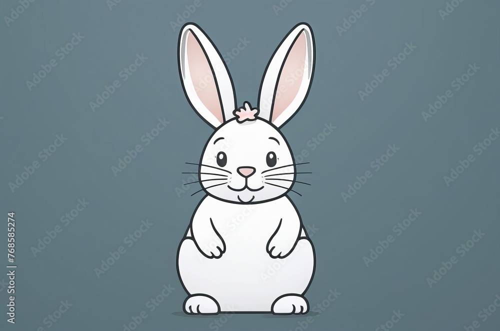Icon rabbit thin line flat on solid background Icon rabbit thin line flat on solid background