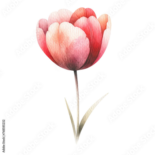 Watercolor tulips clipart in different shades of pink, red, and orange. watercolor illustration. spring flowers, floral elements.