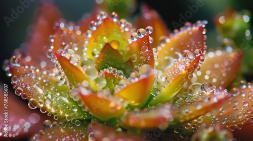 Glistening Water Droplets on Flower Petals