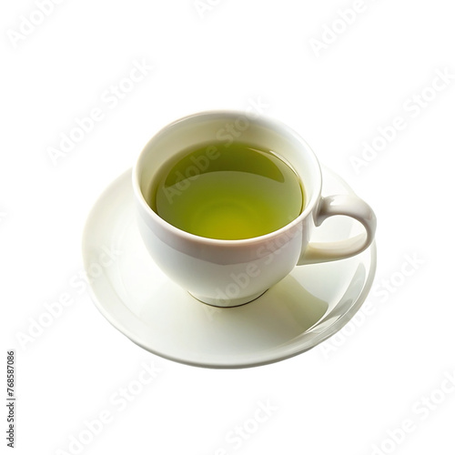 Cup of green tea isolated on transparent background.