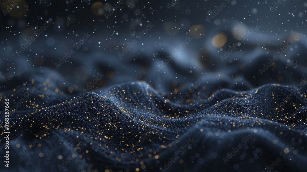 A dark blue background adorned with sparkling gold glitters creating a dazzling and luxurious visual effect. A dark blue background adorned with sparkling gold glitters creating a dazzling and luxurious visual effect.