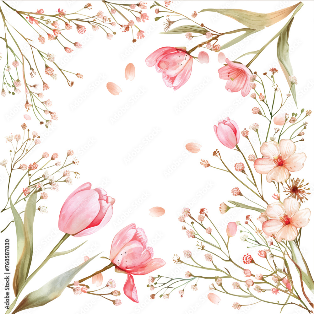 elegant background spring flower invitation card in watercolor